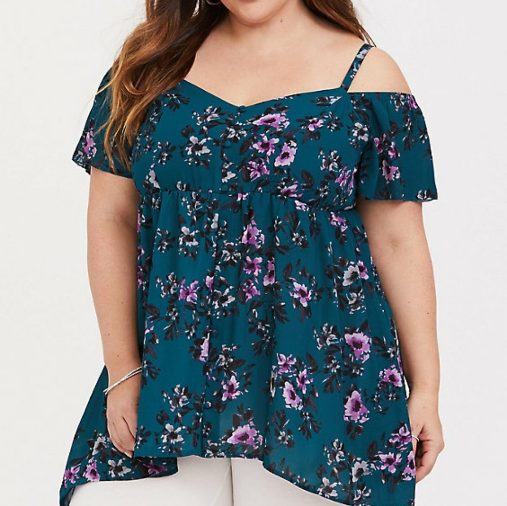 Torrid chiffon cold shoulder blouse